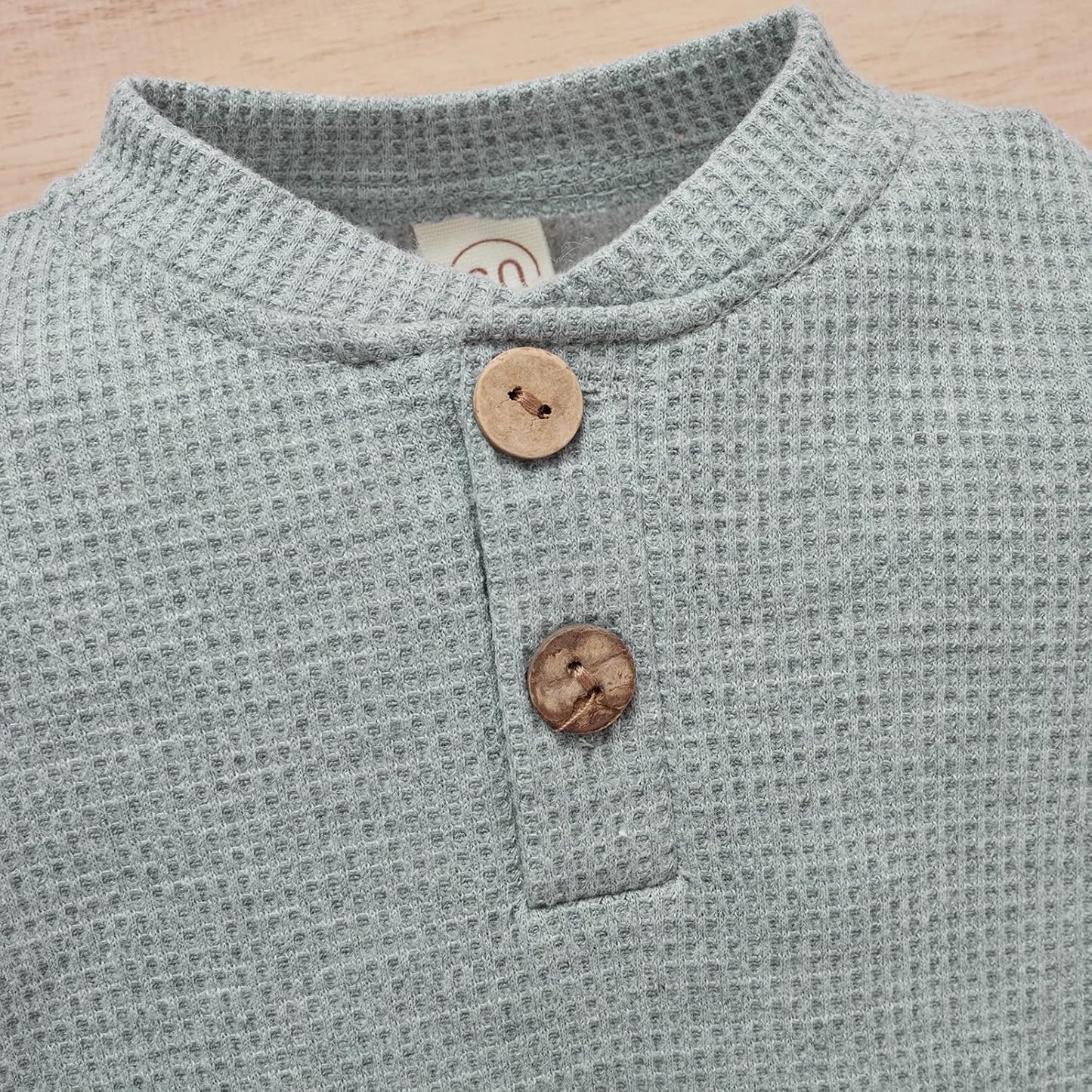 Winter Newborn Baby Boy Girl Clothes Set Ribbed Outfits Unisex Infant Solid Cotton Button Long Sleeve Tops Pants 2PCS